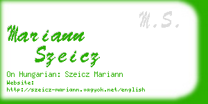 mariann szeicz business card